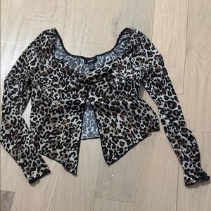 Stylish Leopard Print Long Sleeve Blouse